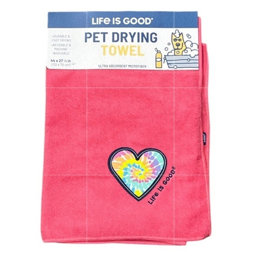 PETS - Life is good - 2/$28 - ‘Heart - fuchsia’ pet drying towel. NWT.